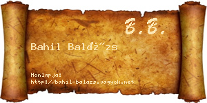 Bahil Balázs névjegykártya