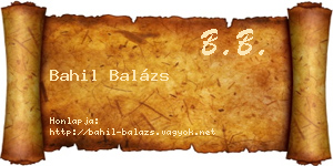 Bahil Balázs névjegykártya